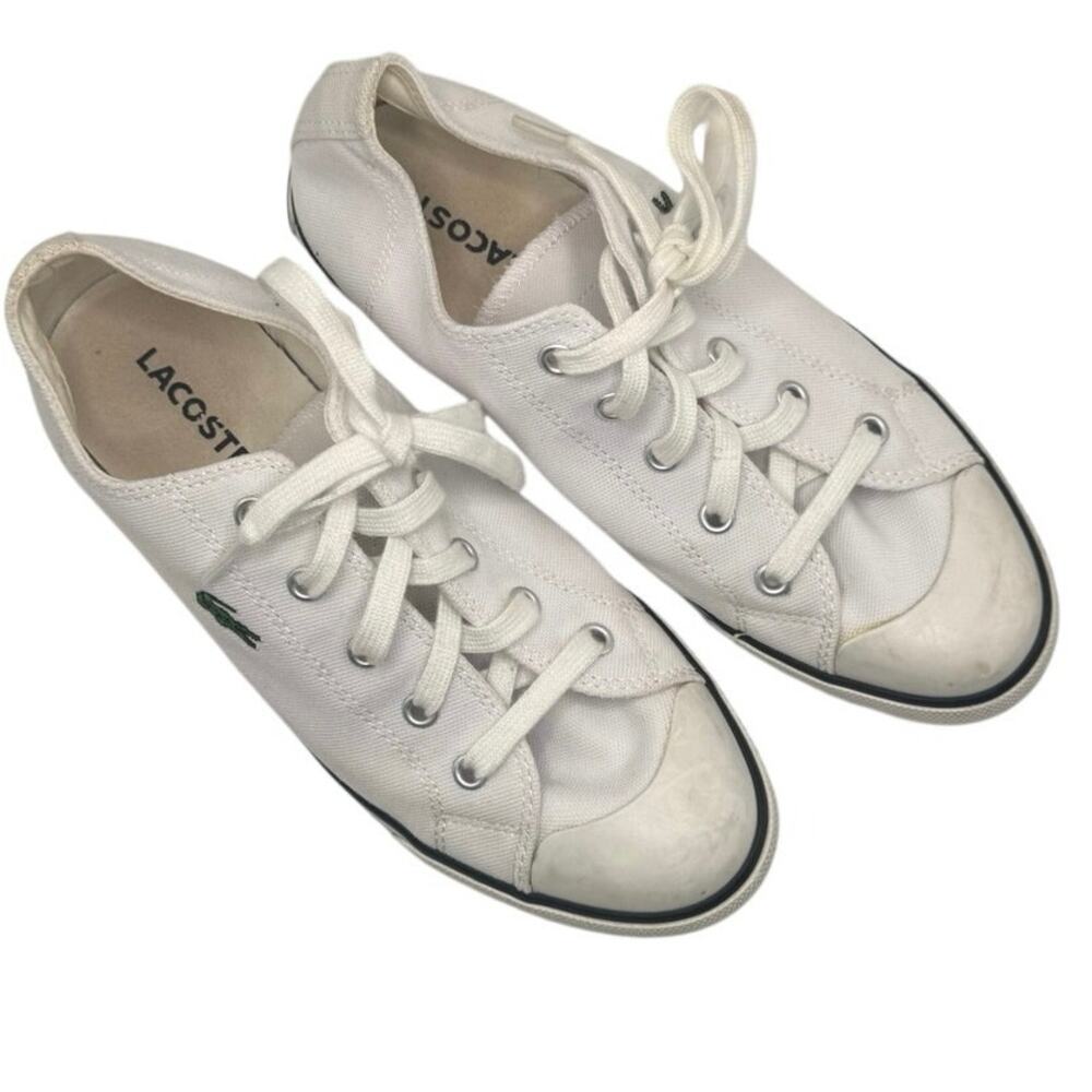 Lacoste white logo canvas sneaker size 7.5 - Picture 2 of 7